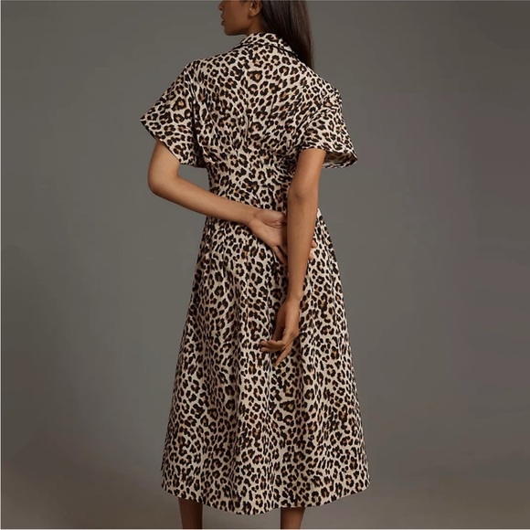 Anthropologie Tobie Pleated Shirt Dress Sz M NEW animal print - Picture 2 of 12